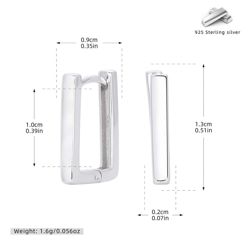 Damen Ohrstecker mit minimalistischer rechteckiger Form aus 925 Sterling Silber Shop Nory