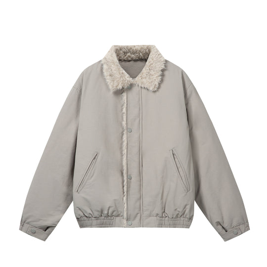 Damen Minimalistische Thermo‑Blousonjacke mit Kunstfell‑Umlegekragen und elastischem Tunnelzugsaum Shop Nory