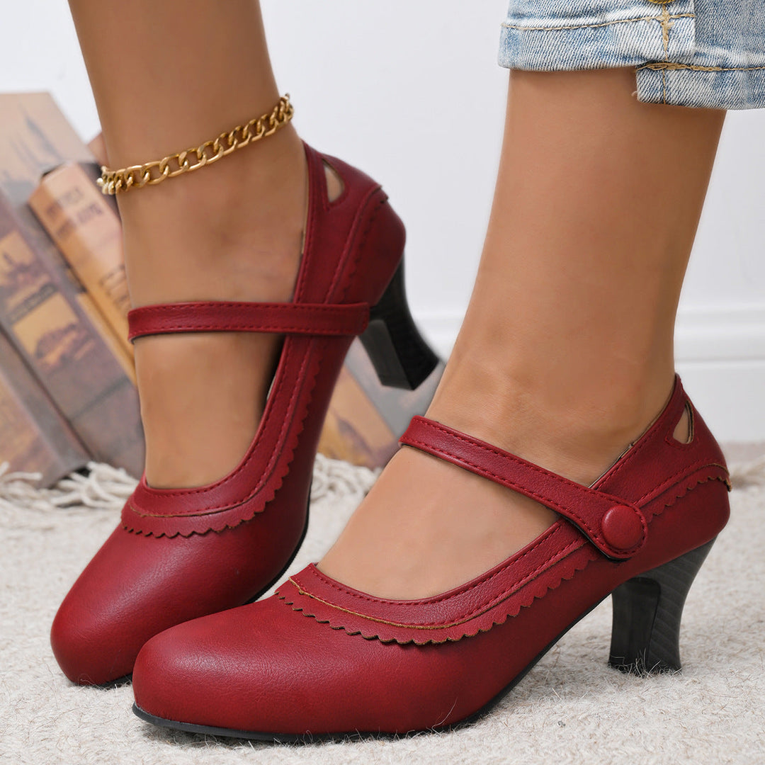 Damen elegante Mary Jane Pumps mit schicker Schnalle und komfortablem Absatz