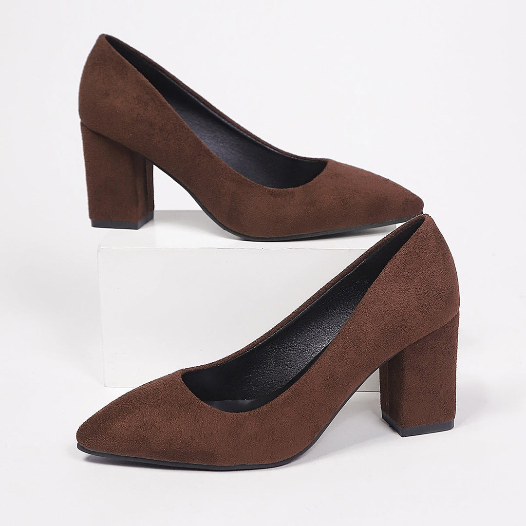 Damen elegante High Heel Pumps mit robustem Blockabsatz Shopnory