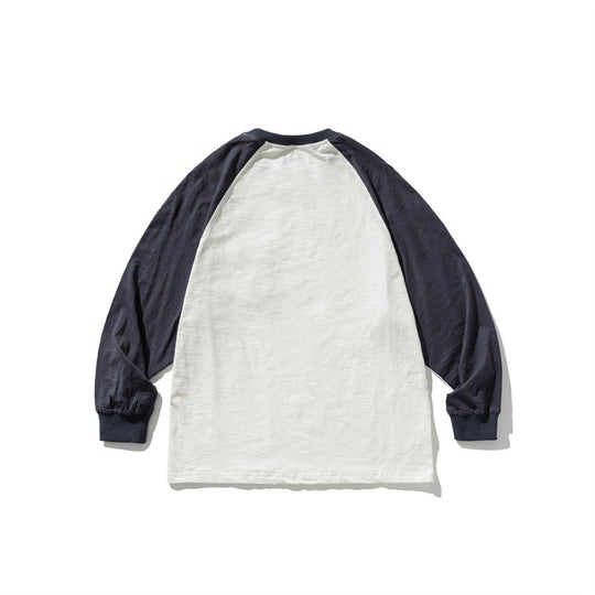 Unisex Lässiges Raglan-Longsleeve mit Kontrastärmeln und aufgesetzter Klappentasche Shop Nory