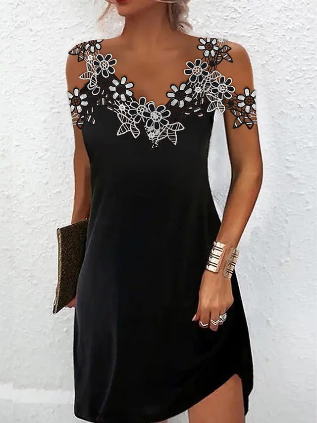 Damen Elegantes Kleid mit Spitzenbesatz