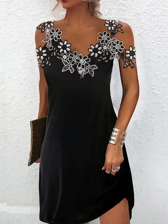 Damen Elegantes Kleid mit Spitzenbesatz