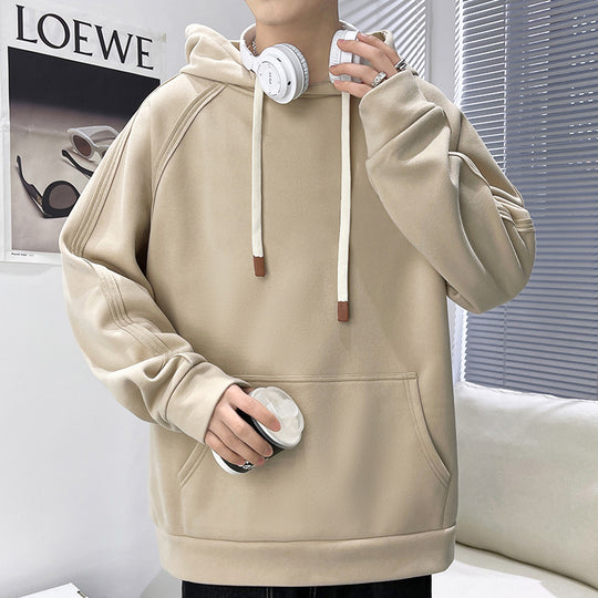 Herren Oversize Kapuzenpullover mit Kängurutasche Raglanärmeln und extra langen Kordeln Shop Nory