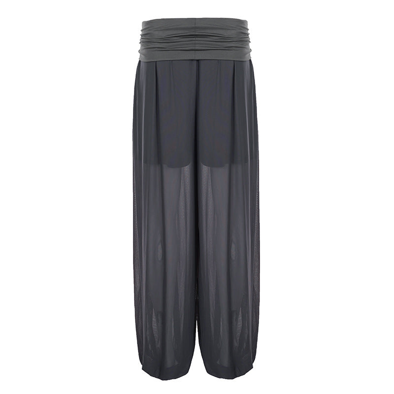 Damen nan weite Haremshose mit Umschlagbund und elastischen Beinabschlüssen Shop Nory