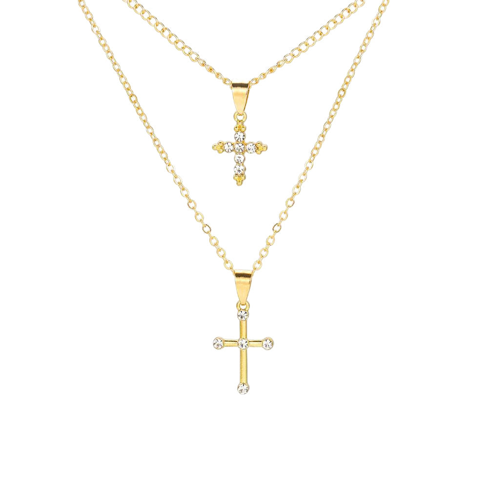Damen Halskette mit Kreuzanhängern und funkelnden Zirkonia Shop Nory