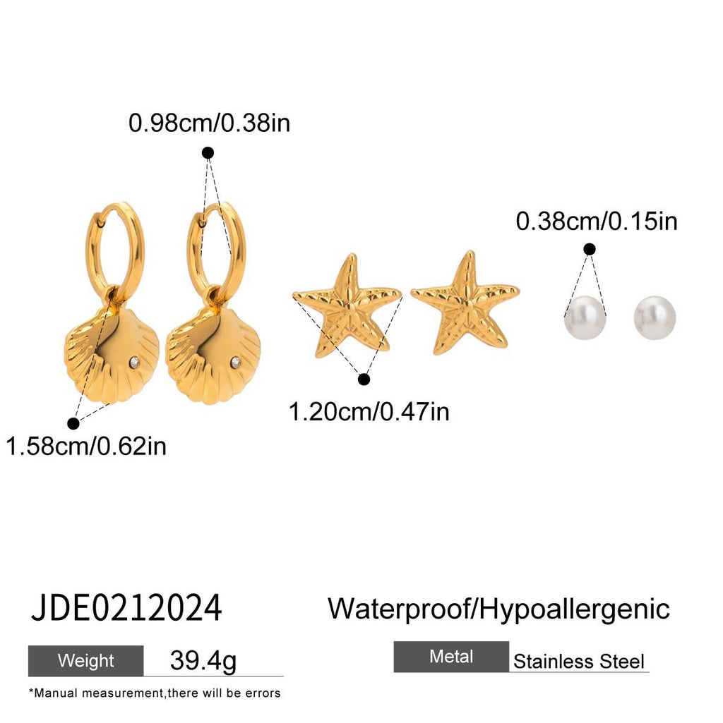 Damen Ohrhänger mit funkelndem Stern- und Monddesign aus hypoallergenem Edelstahl Shop Nory
