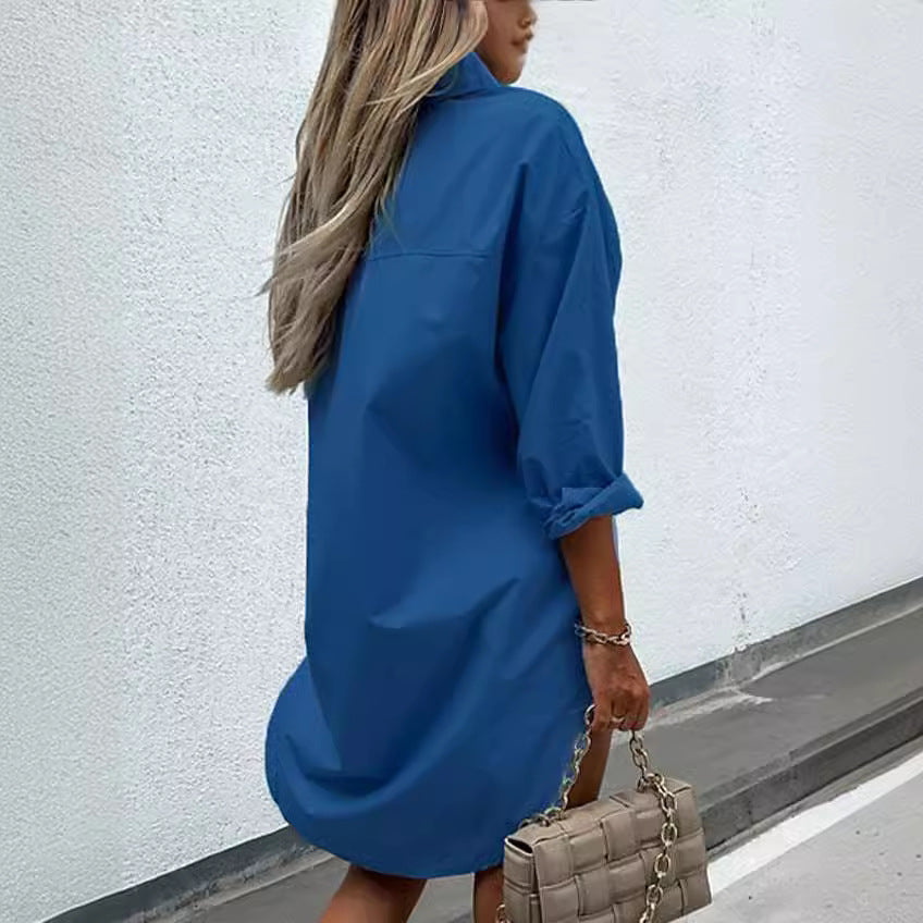 Damen chemisierter Oversized-Hemdblusenkleid