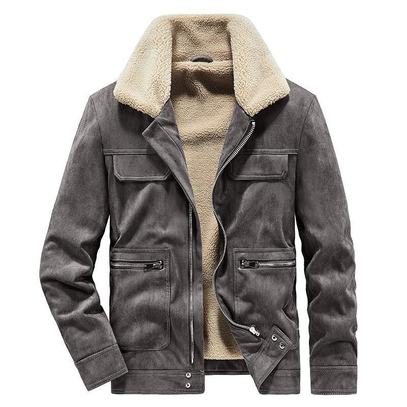 Herren Wildlederoptik-Jacke mit Teddyfutter, Kontrastnähten und Mehrfach-Taschen Shop Nory