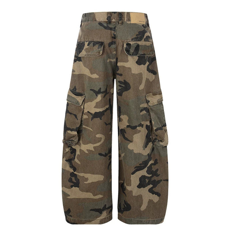 Damen weite Cargo-Hose im Camouflage-Print mit Multi-Taschen Shop Nory