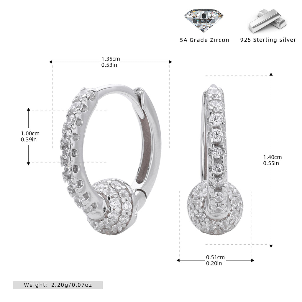 Damen Creolenohrringe mit funkelnden 5A Zirkonen aus hochwertigem 925 Sterling Silber Shop Nory