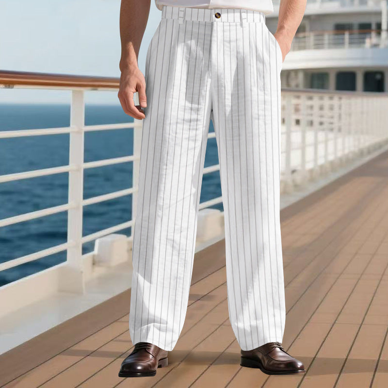 Herren elegante Anzughose mit schmalen Nadelstreifen