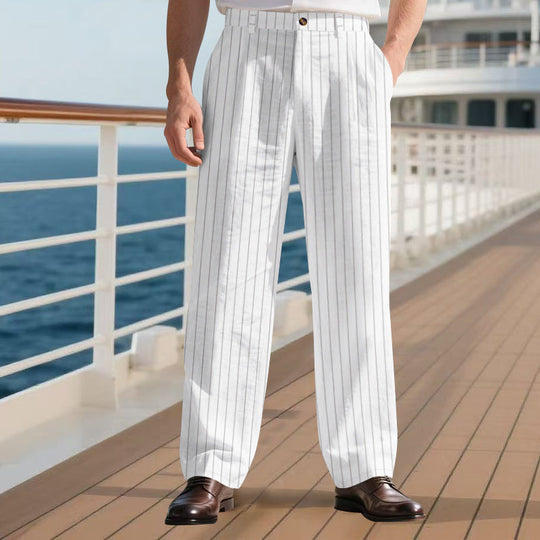 Herren elegante Anzughose mit schmalen Nadelstreifen