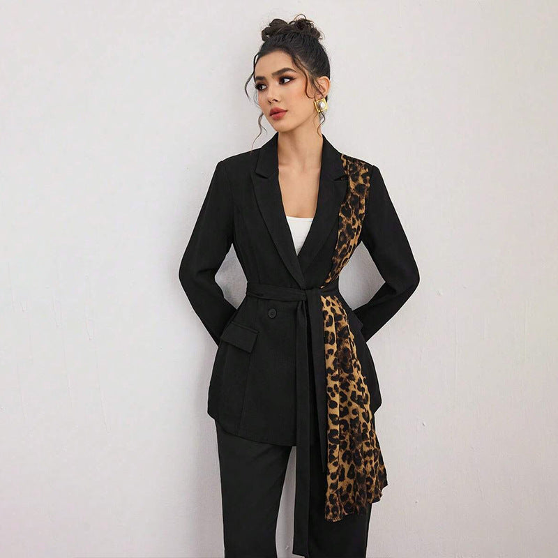 Damen Luxuriöses Blazeranzug mit Leopardenmuster Shop Nory