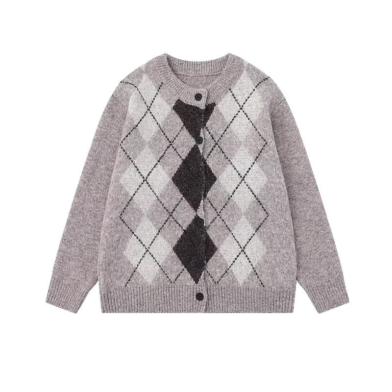 Damen Grobstrickjacke mit modernem Karomuster Shop Nory