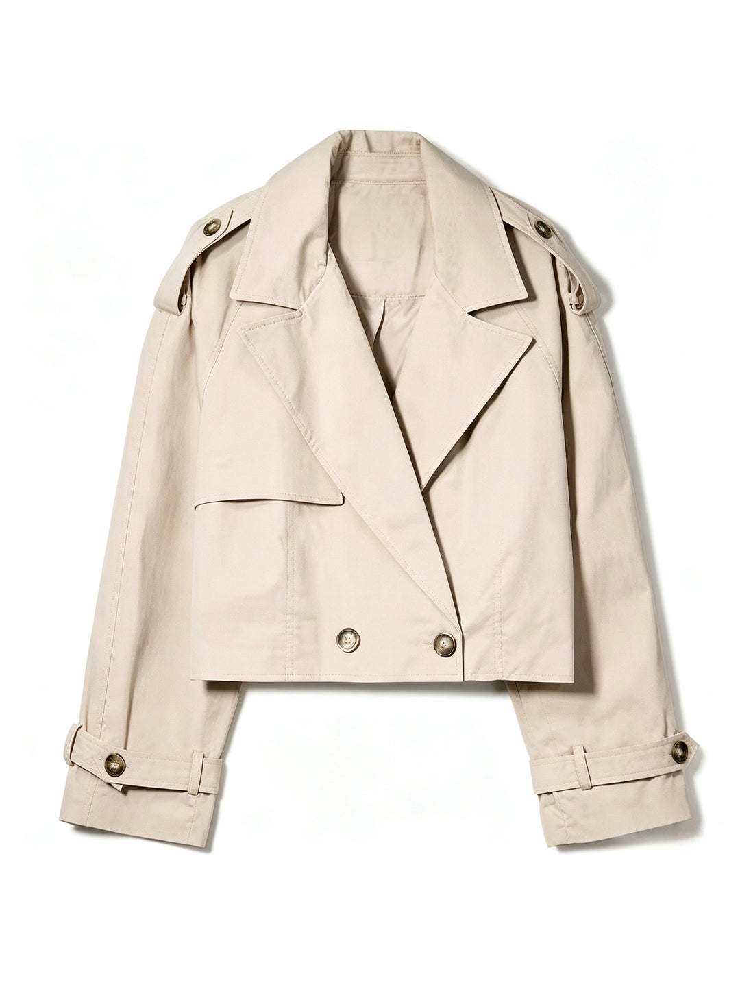 Damen Kurzschnitt Trenchcoat mit doppelreihiger Knopfleiste und Epauletten Shop Nory