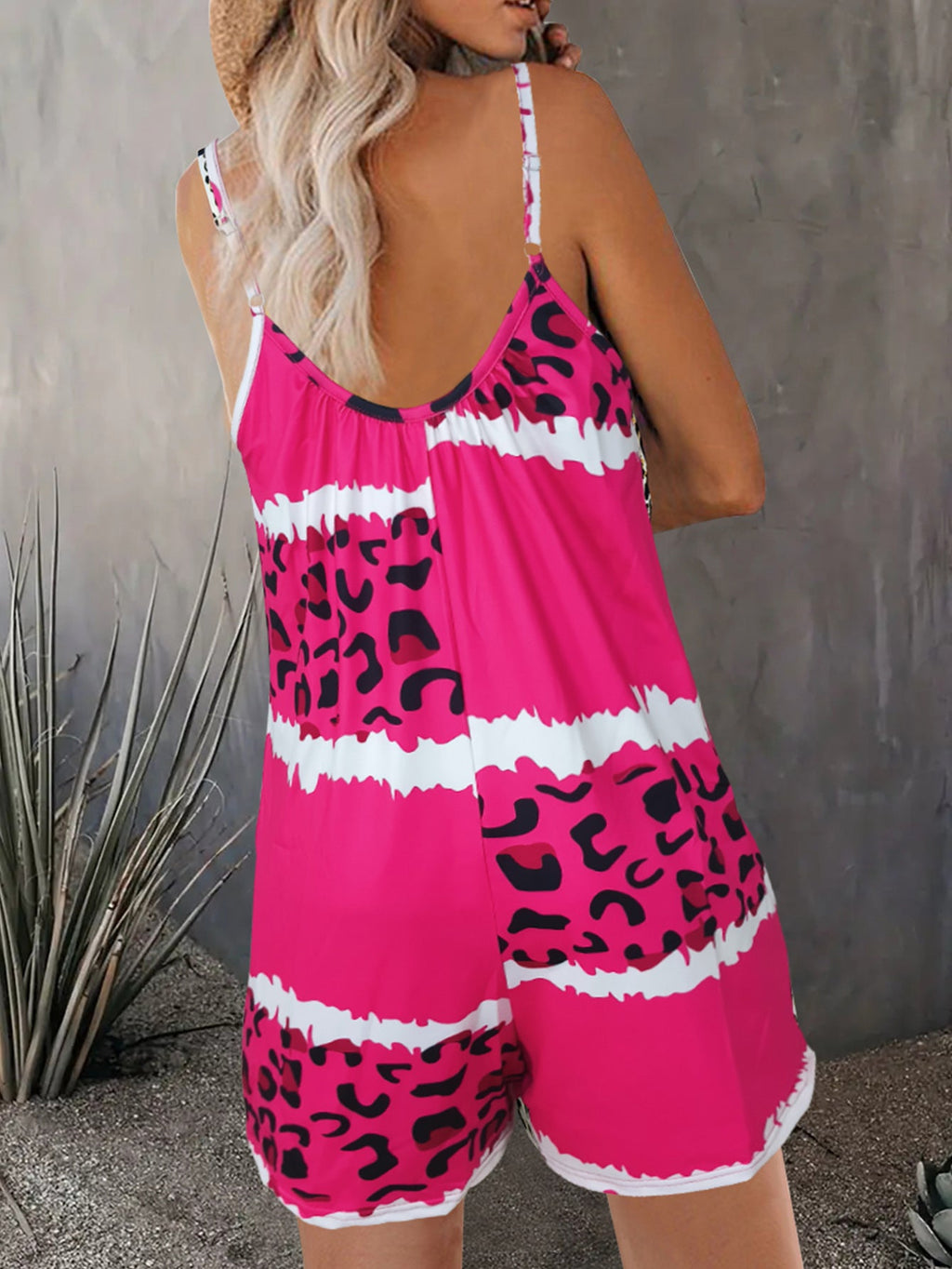 Damen luftiger Overall mit Spaghettiträgern und modischem Tierdesign