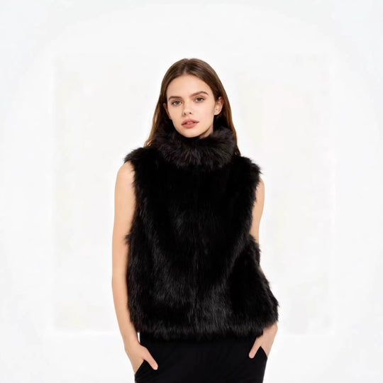 Damen Ärmellose Teddy‑Plüschweste mit hohem Stehkragen und dichtem Hochflor Shop Nory
