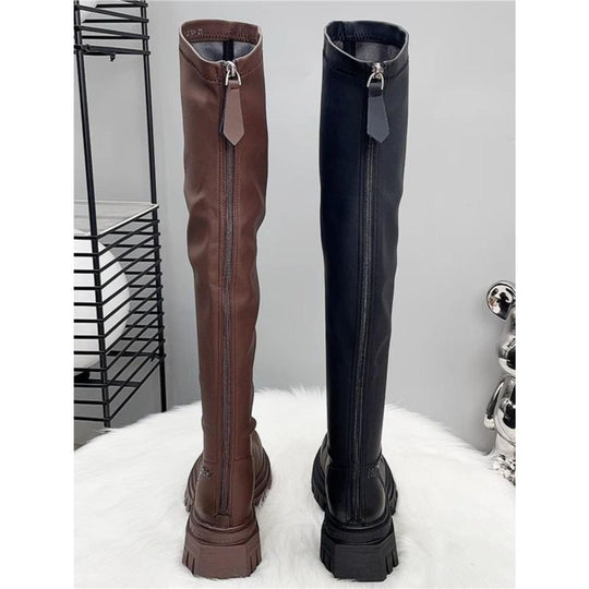 Damen Oberschenkelhohe Stretch-Stiefel mit schlankem Schaft und geformter Plateau-Sohle Shop Nory