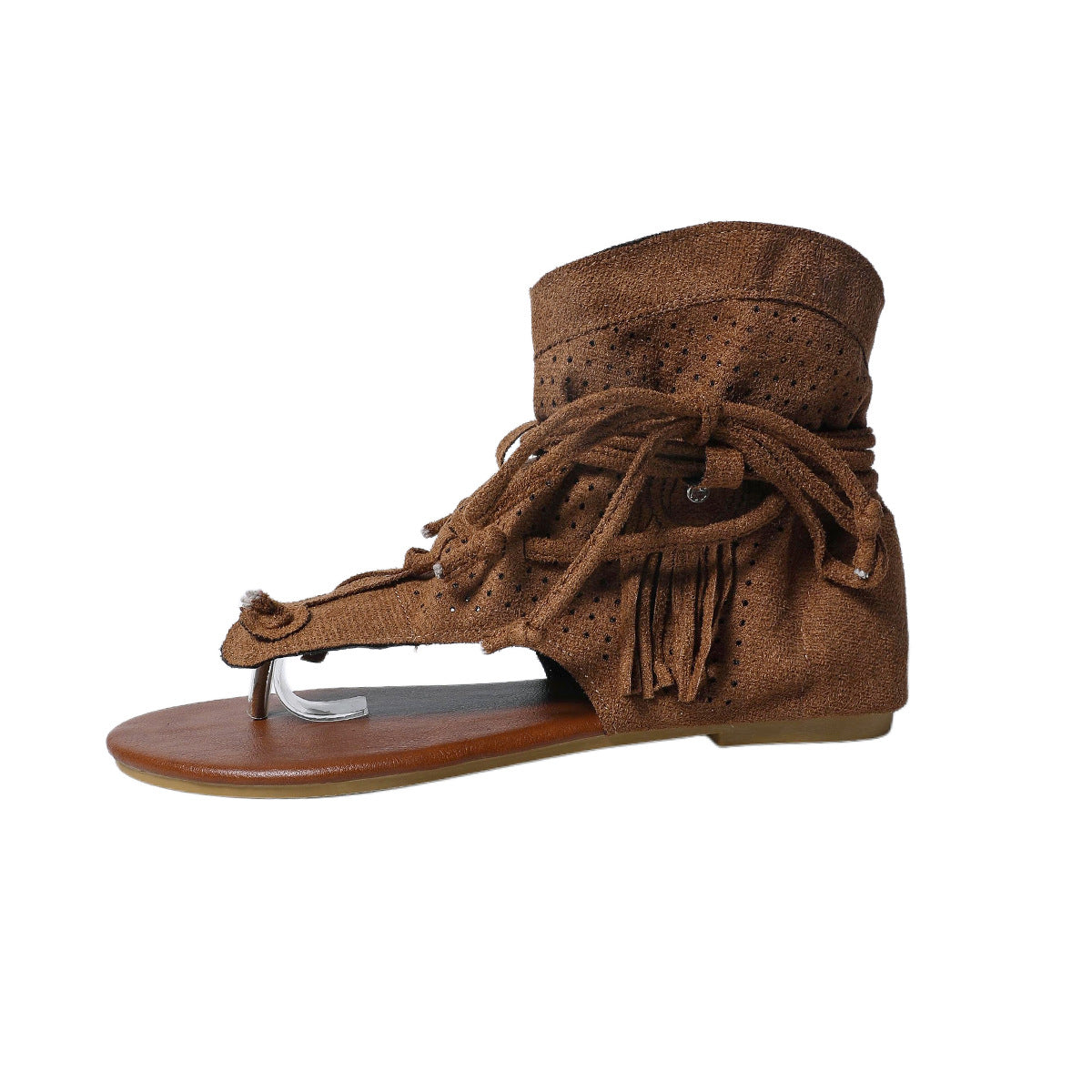 Damen Sandalen mit modernen Fransen und Lochmuster Shopnory
