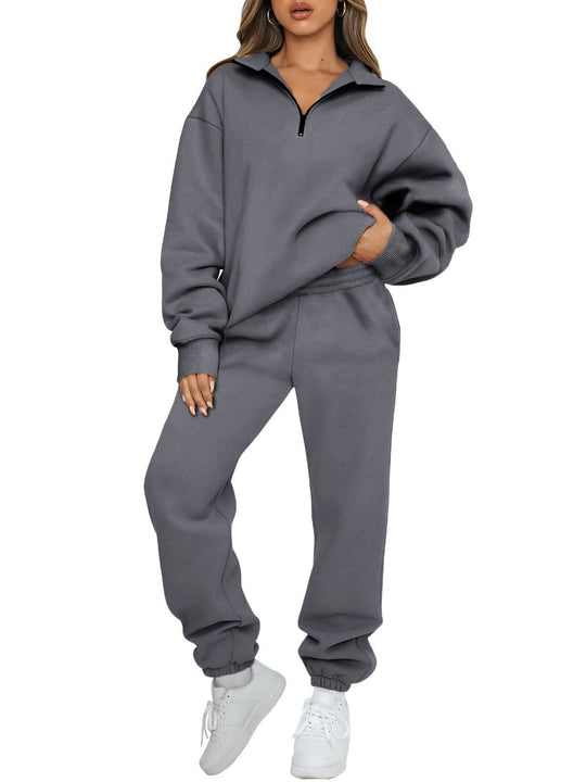Damen nan oversized Sweatshirt Jogginghose Set mit Reißverschlusskragen Shop Nory