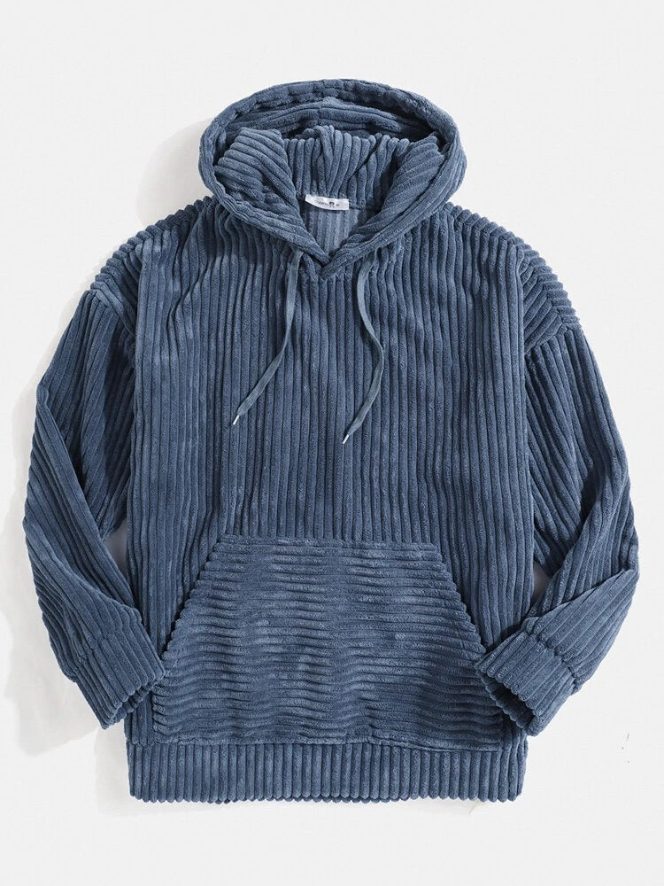Unisex nan gerippter Samt-Hoodie mit Kapuze und Kängurutasche Shop Nory