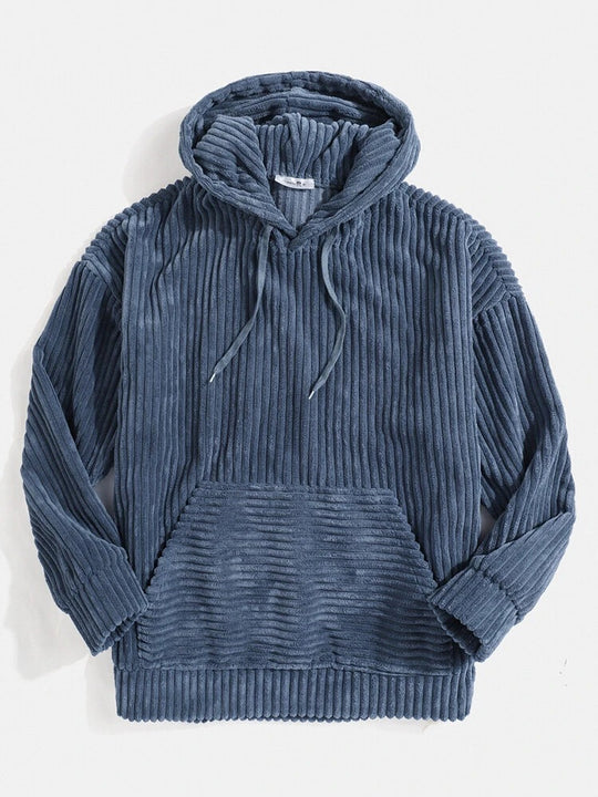 Unisex nan gerippter Samt-Hoodie mit Kapuze und Kängurutasche Shop Nory