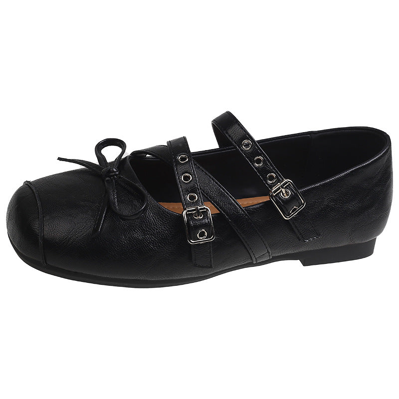 Damen Ballerinas mit verstellbaren Riemchen und süßem Schleifendesign Shopnory