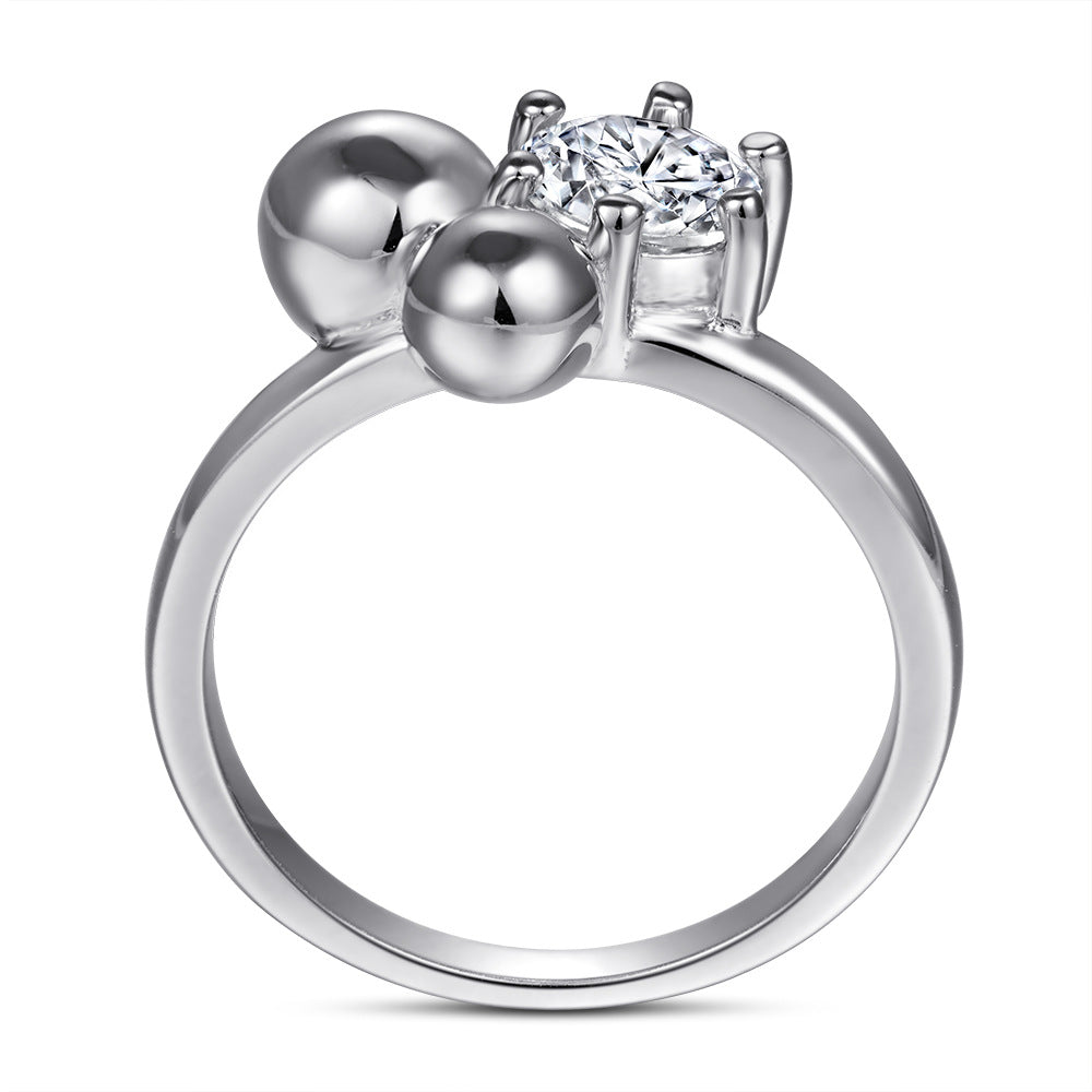 Damen Ring mit funkelndem Solitär und modernen Kugeldetails Shop Nory