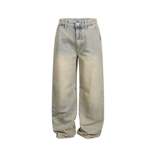 Damen Weite High‑Waist Baggy-Jeans mit Used-Waschung und Knie-Paneelen Shop Nory