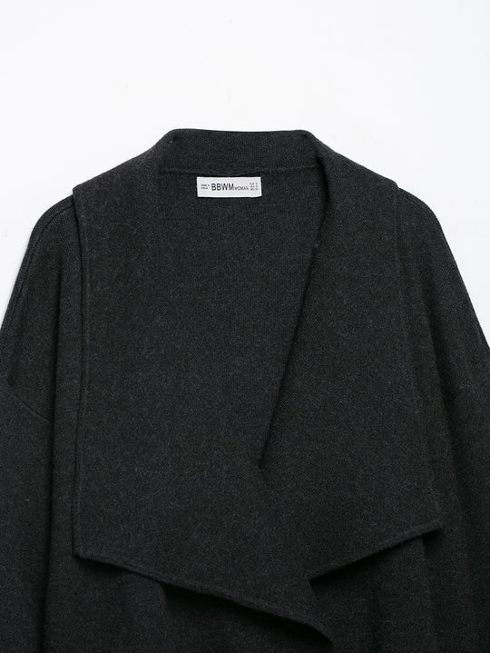 Damen Kurz geschnittener offener Wollmix-Cardigan mit großem Schalkragen und kastiger Cropped‑Silhouette Shop Nory