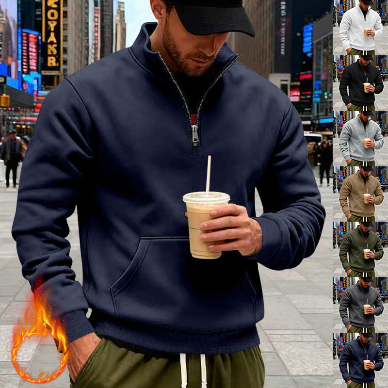 Herren Halbzip-Sweatshirt mit Kängurutasche und Stehkragen Shop Nory