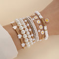 Damen Armband-Set mit stilvollen Perlen und bunten Blumenanhängern Shop Nory