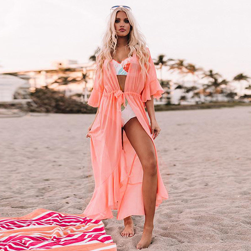 Damen Strandkimono mit luxuriösem Wellenmuster