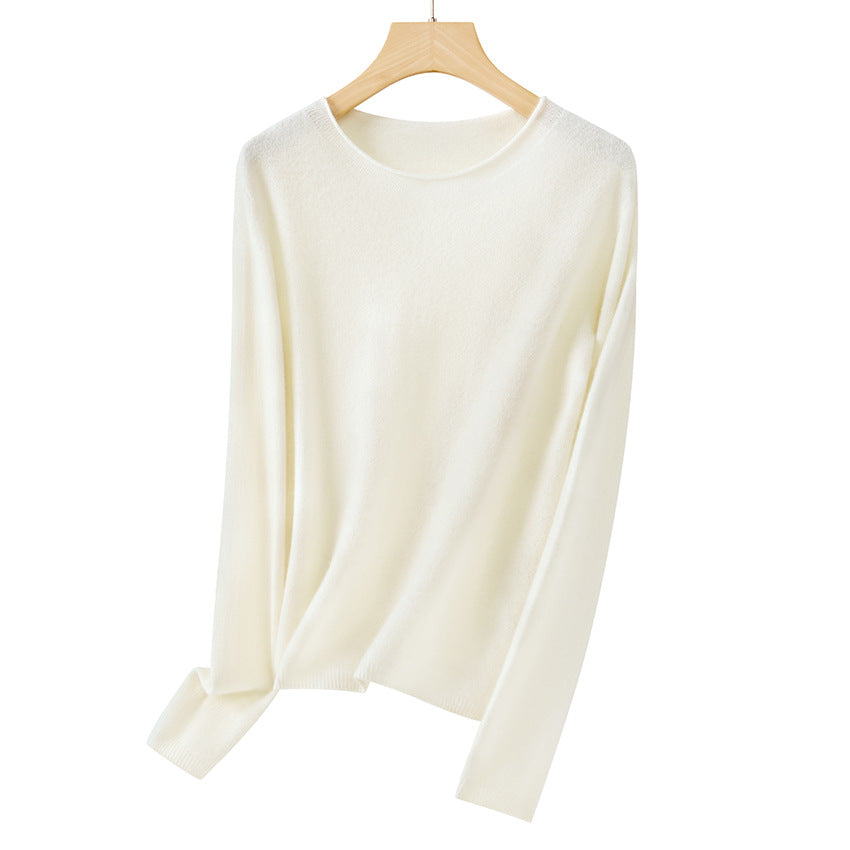 Damen Feiner ultraleichter Rundhalspullover aus Mikrofaser-Feinstrick mit minimalistischer Silhouette Shop Nory