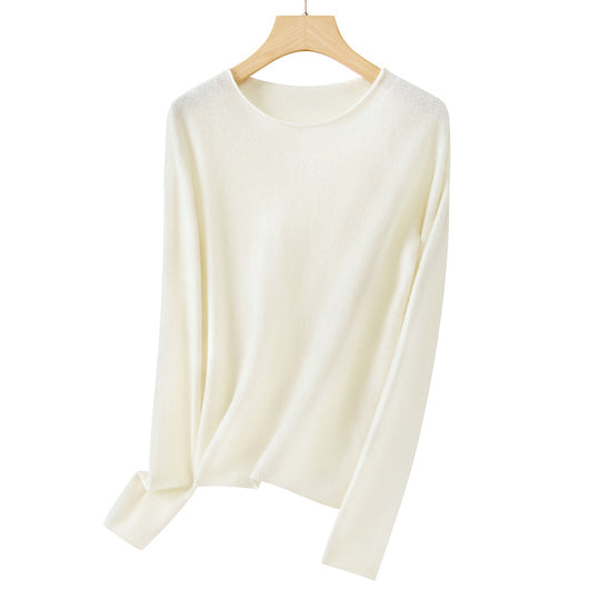 Damen Feiner ultraleichter Rundhalspullover aus Mikrofaser-Feinstrick mit minimalistischer Silhouette Shop Nory