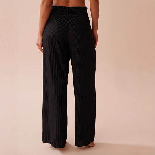Damen Weite Plissee-Hose mit elastischem Bund und seitlichen Taschen
