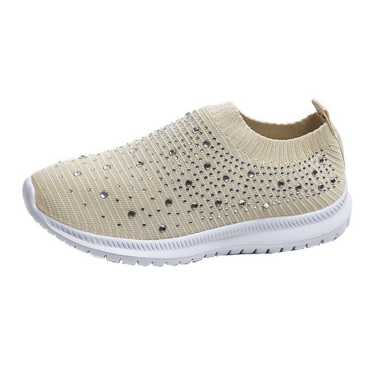 Damen Strick-Slip-On-Sneaker mit elastischem Schaft und Ziersteinen Shop Nory
