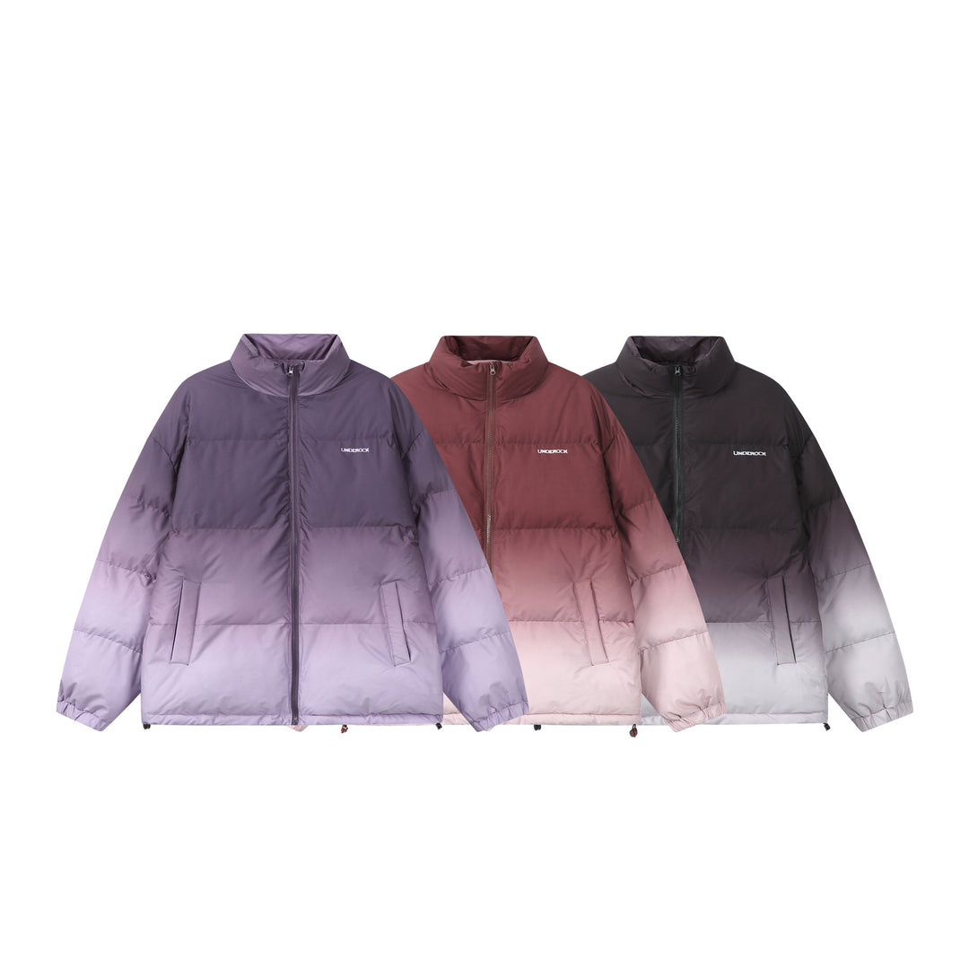Damen Kurz geschnittene wattierte Steppjacke mit hohem Funnelkragen und Ombré-Detail Shop Nory