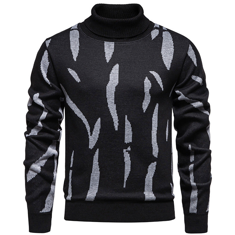 Herren Strukturierter Rollkragenpullover mit abstraktem Jacquardmuster und gerippten Abschlüssen Shop Nory