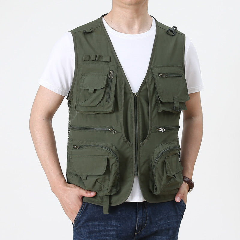 Herren Multifunktionale Utility-Anglerweste mit zahlreichen Reißverschluss- und Pattentaschen Shop Nory