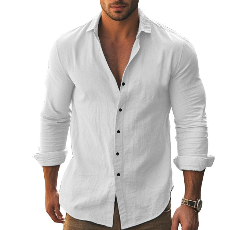 Herren Elegantes Langarmhemd mit modernem Kragen und hochwertiger Baumwollstruktur