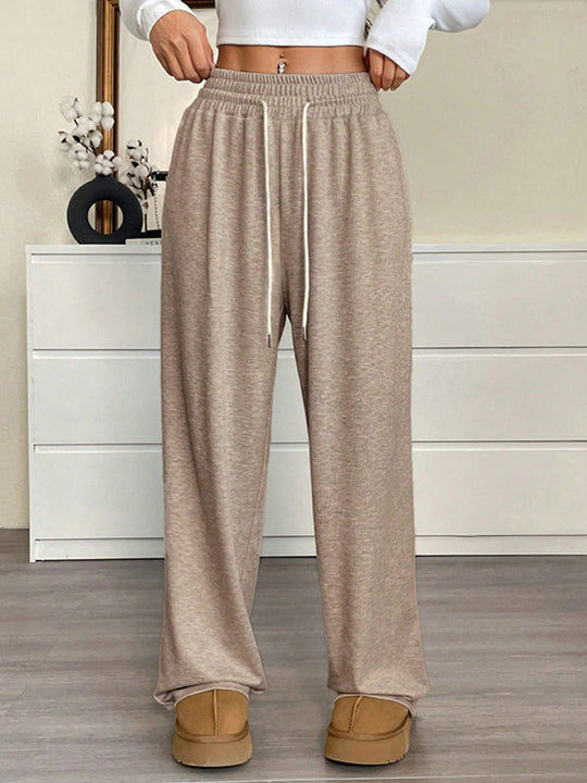 Damen nan weite High-Waist Loungehose mit elastischem Bund und Kordelzug Shop Nory