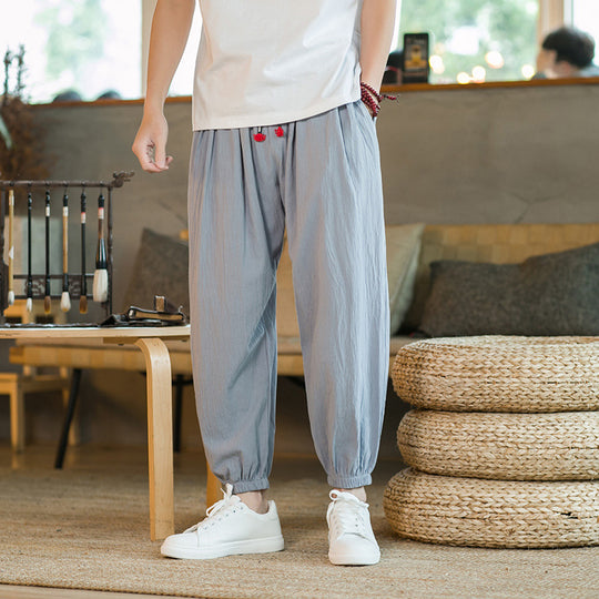 Herren lockere Haremshose mit elastischem Bund und dekorativem Kordelzug Shop Nory