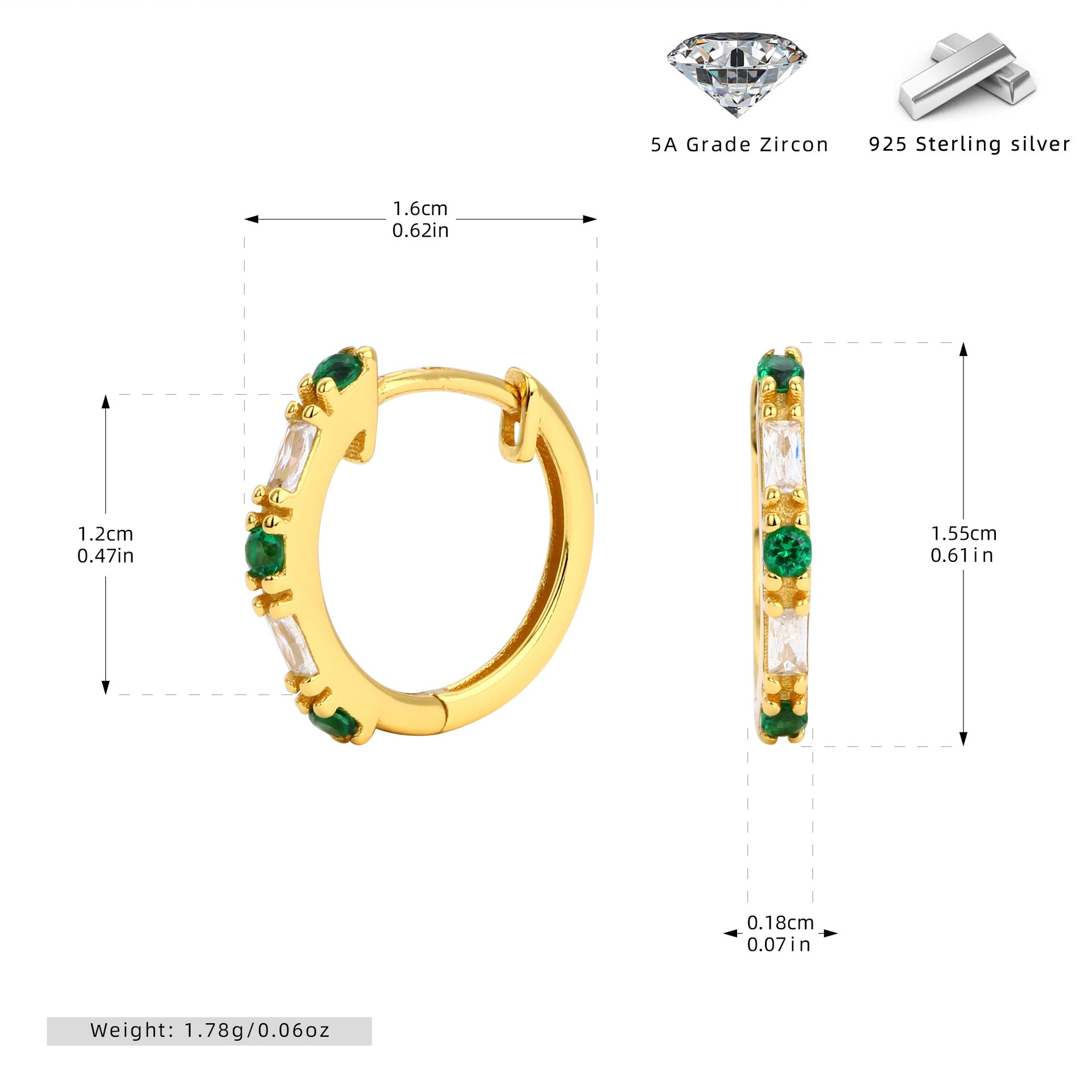 Damen Creolen mit funkelnden Zirkoninsätzen aus 925 Sterling Silber Shop Nory