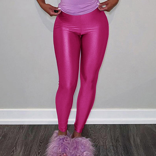 Damen Hochwertige Shiny Leggings mit hohem Bund und perfekter Passform