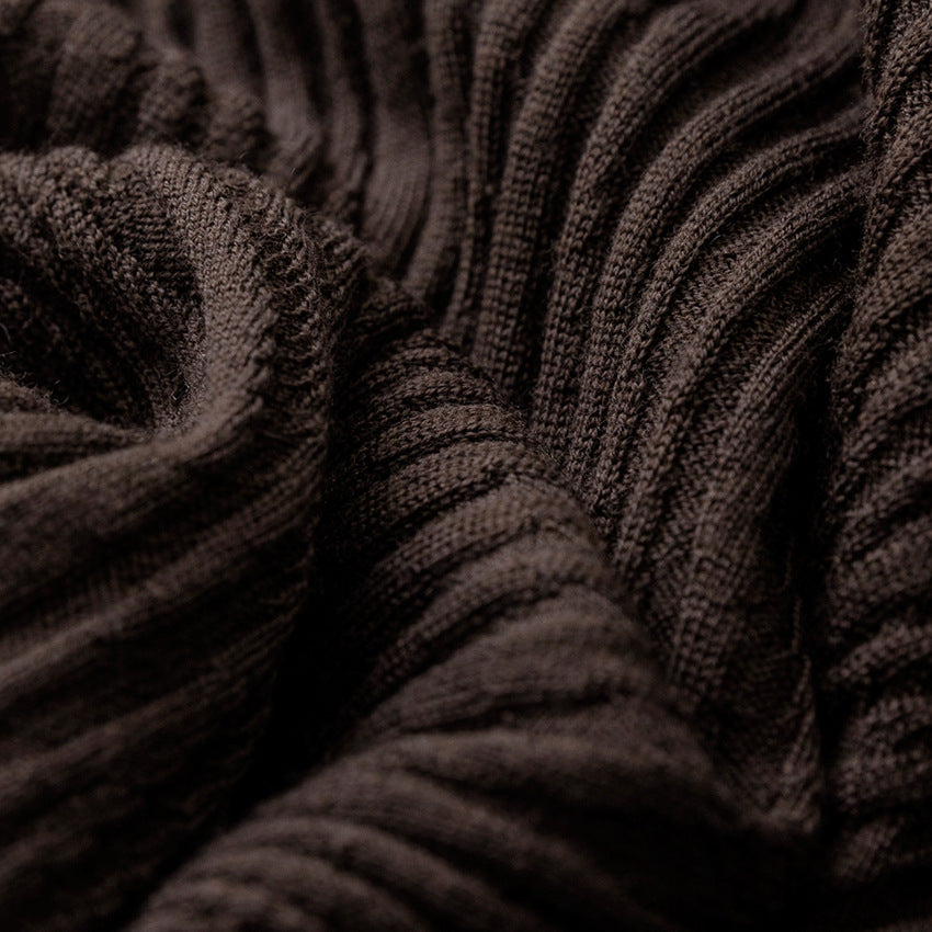 Damen Schlanker Feinstrick-Rollkragenpullover mit wellenförmiger Rippstruktur Shop Nory