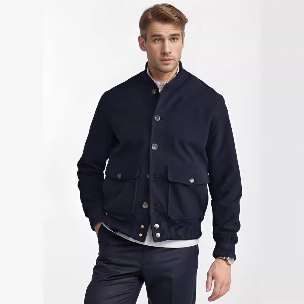 Herren Kurzjacke im Bomberstil mit Knopfverschluss und Pattentaschen Shop Nory