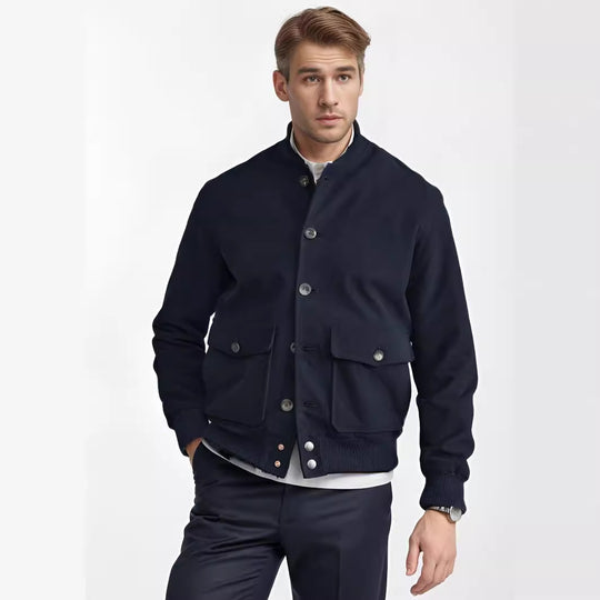 Herren Kurzjacke im Bomberstil mit Knopfverschluss und Pattentaschen Shop Nory
