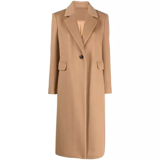 Damen Einreihiger Wollmix-Longcoat mit Ein-Knopf‑Verschluss und Pattentaschen Shop Nory